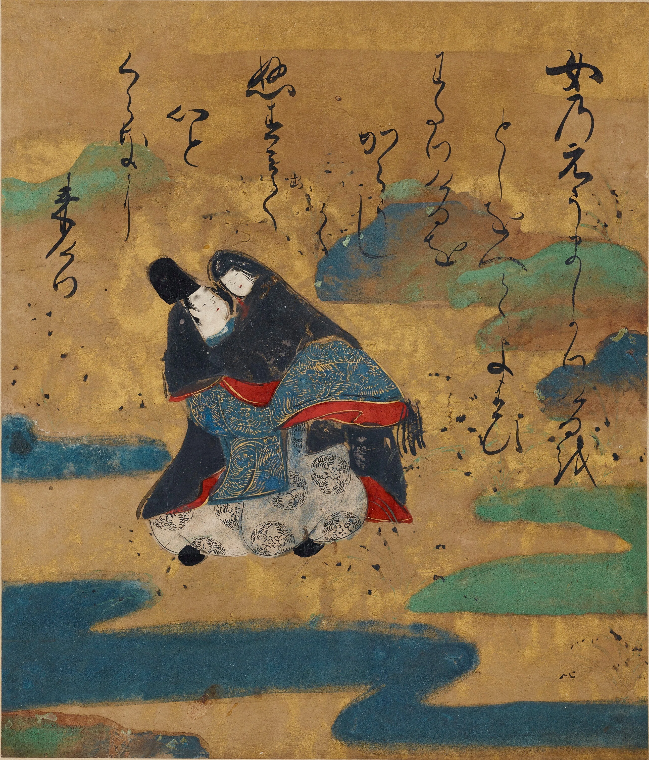 ○俵屋宗達○日本画○「伊勢物語絵」○扇面○額装○お寺からの蔵出し 