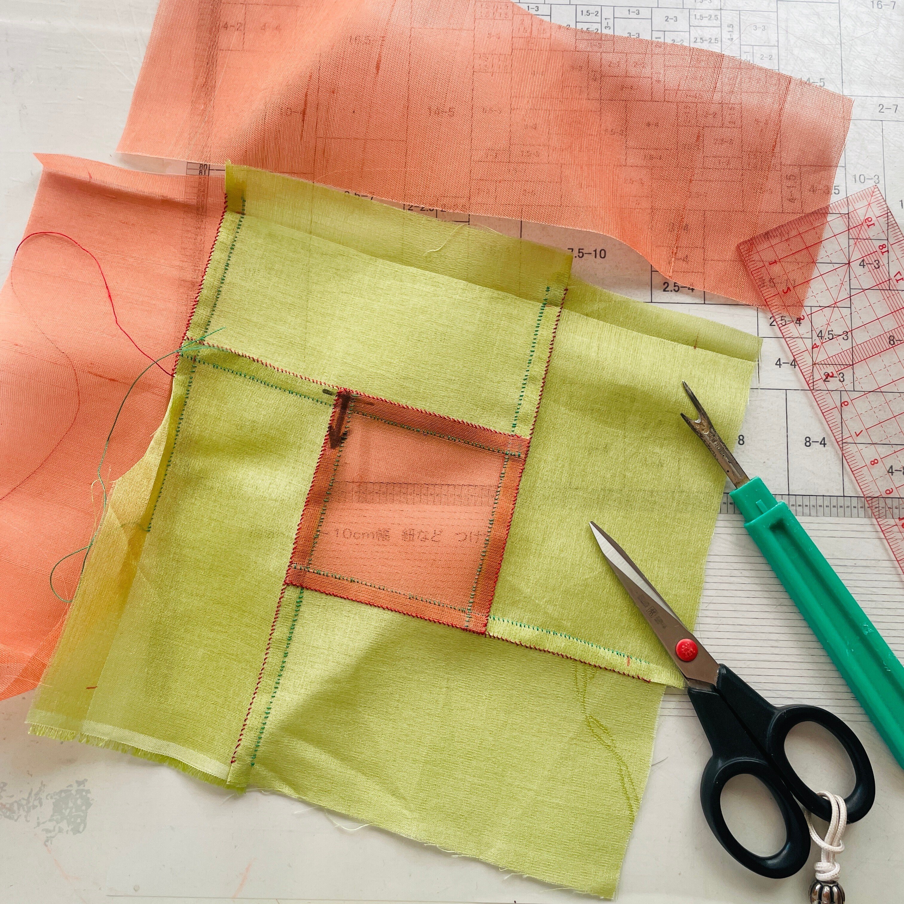 ポジャギ　100×100 ハンドメイド YB-4 ポジャギ 100×100 ハンドメイド YB-4 ポジャギ 手作り