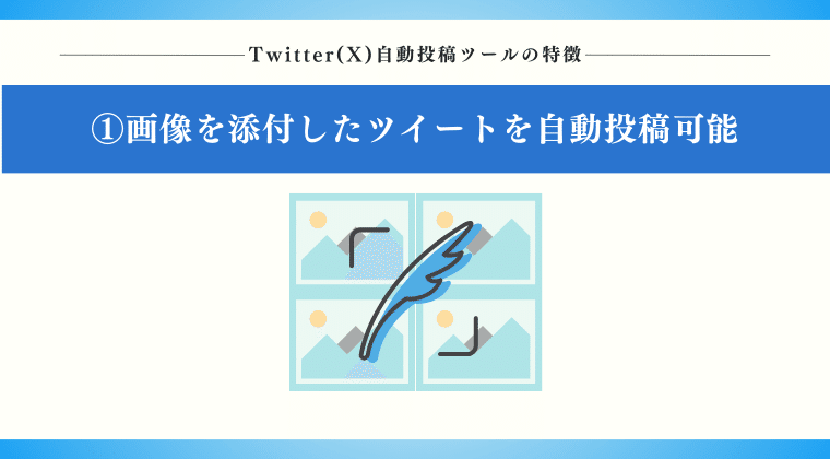 POINT1：最大4枚までの画像を添付したツイートを自動投稿可能！