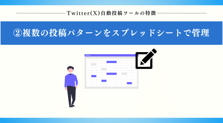 POINT2：複数のツイートパターンをスプレッドシートに書き溜められる！