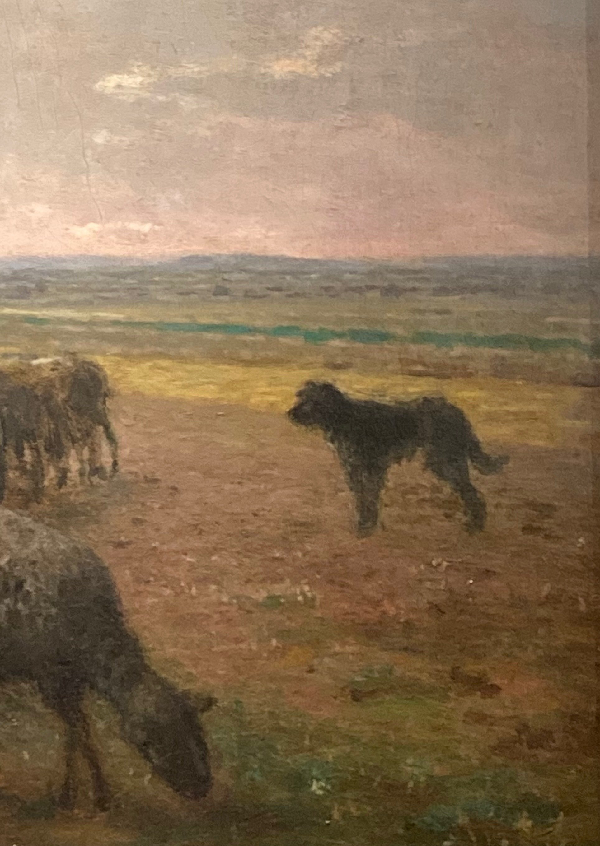 アンティーク　ヨーロッパ絵画　森の中の羊達　　油彩画肉筆　作者不明 アンティーク ヨーロッパ絵画 森の中の羊達 油彩画肉筆 作者不明