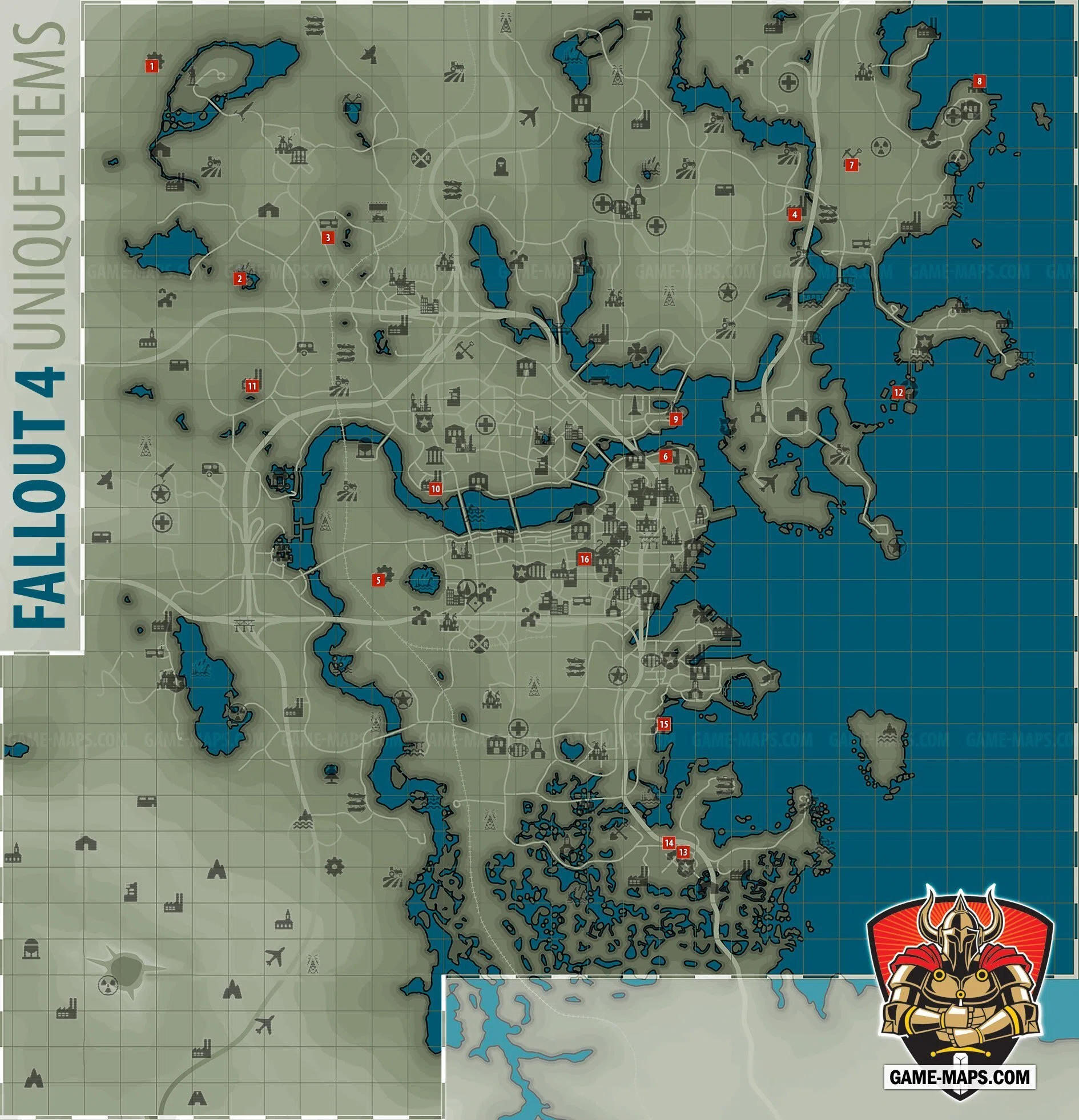 荒地　fallout 4枚セット Fallout 4 Location Map｜セイタカアワダチソウを抜く人