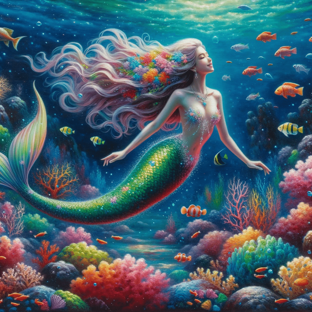 ChatGPTのDALL-E3で、人魚の美女を描きました！！｜gorojy