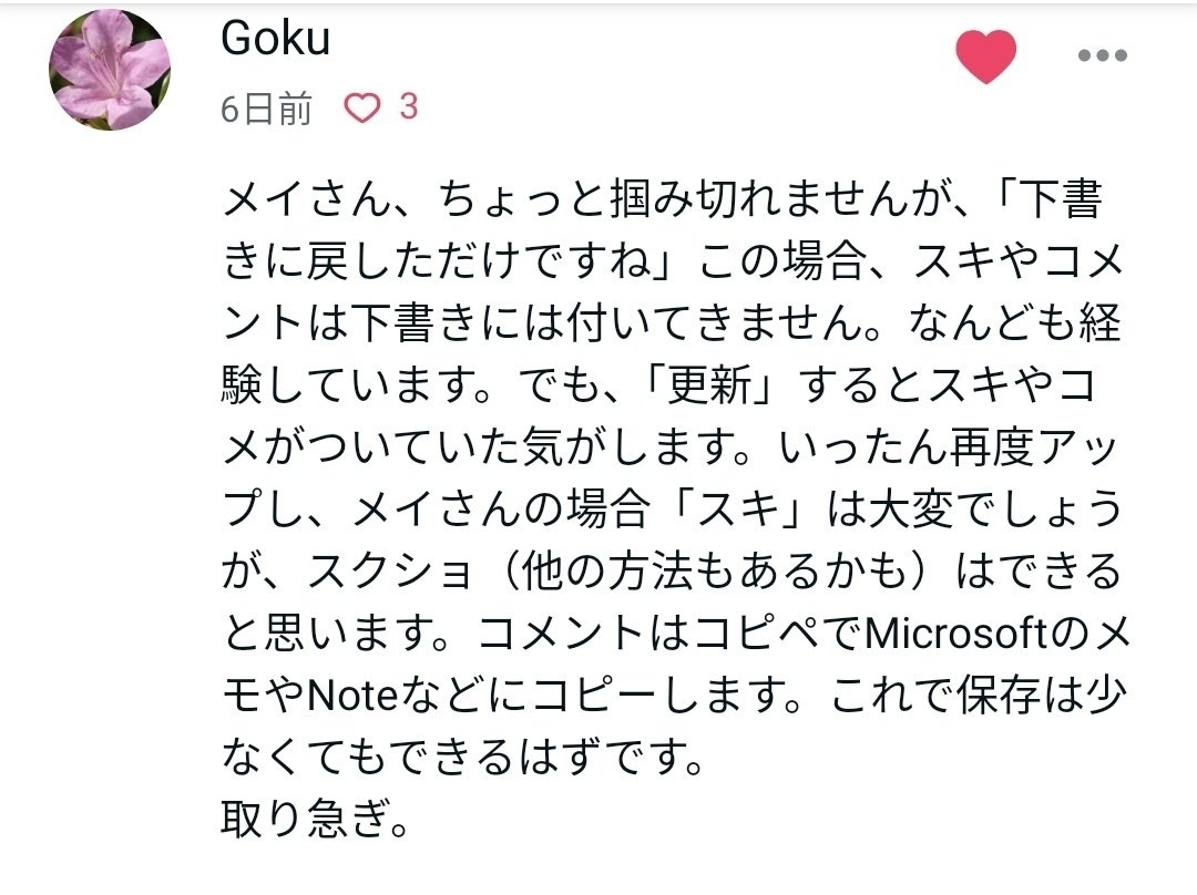 239. いただいたスキやコメントも宝物だから、万が一のために