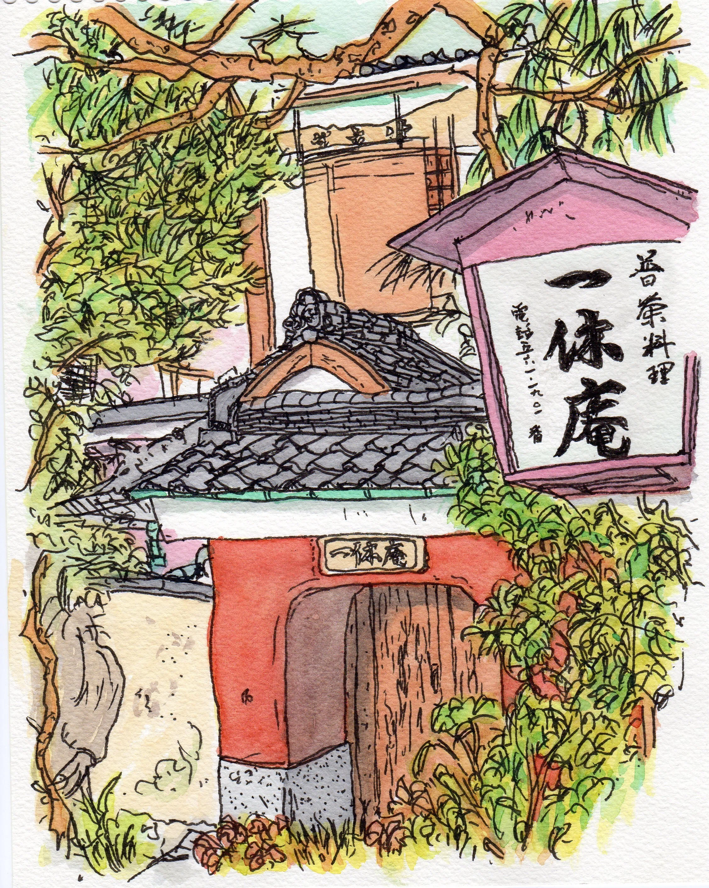 私のスケッチポイント／作品紹介あれこれ＞産寧坂の枝垂桜、高台寺南門