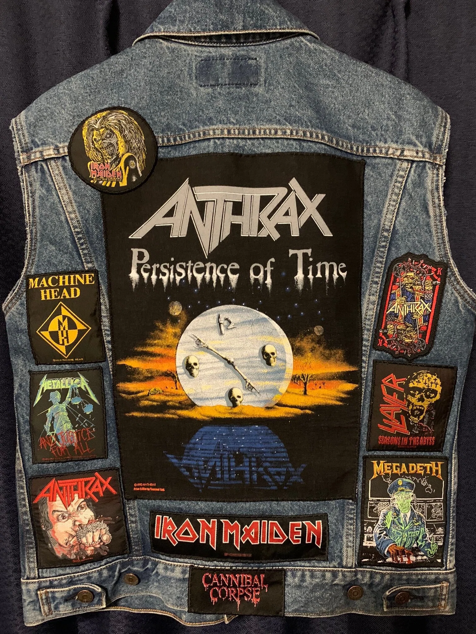 Lee デニムベスト カスタム パッチ付き バトルジャケット メタル BATTLE JACKET｜眼力殺目（メジカラキルマナコ）a.k.a ウィンシー