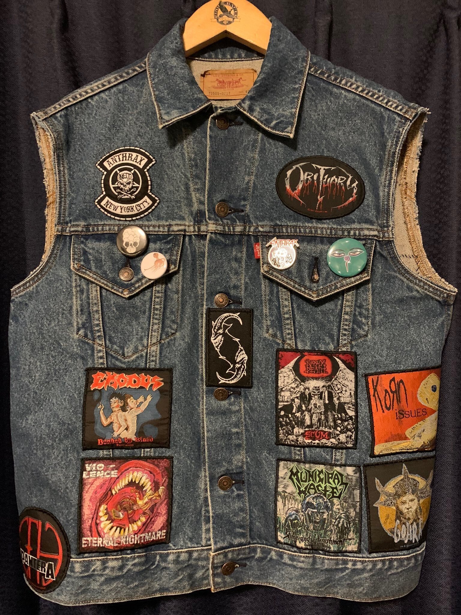 人気アイテム【ベビーメタル】デニム/ベスト/ブラック/バトルジャケット BATTLE JACKET｜眼力殺目（メジカラキルマナコ）