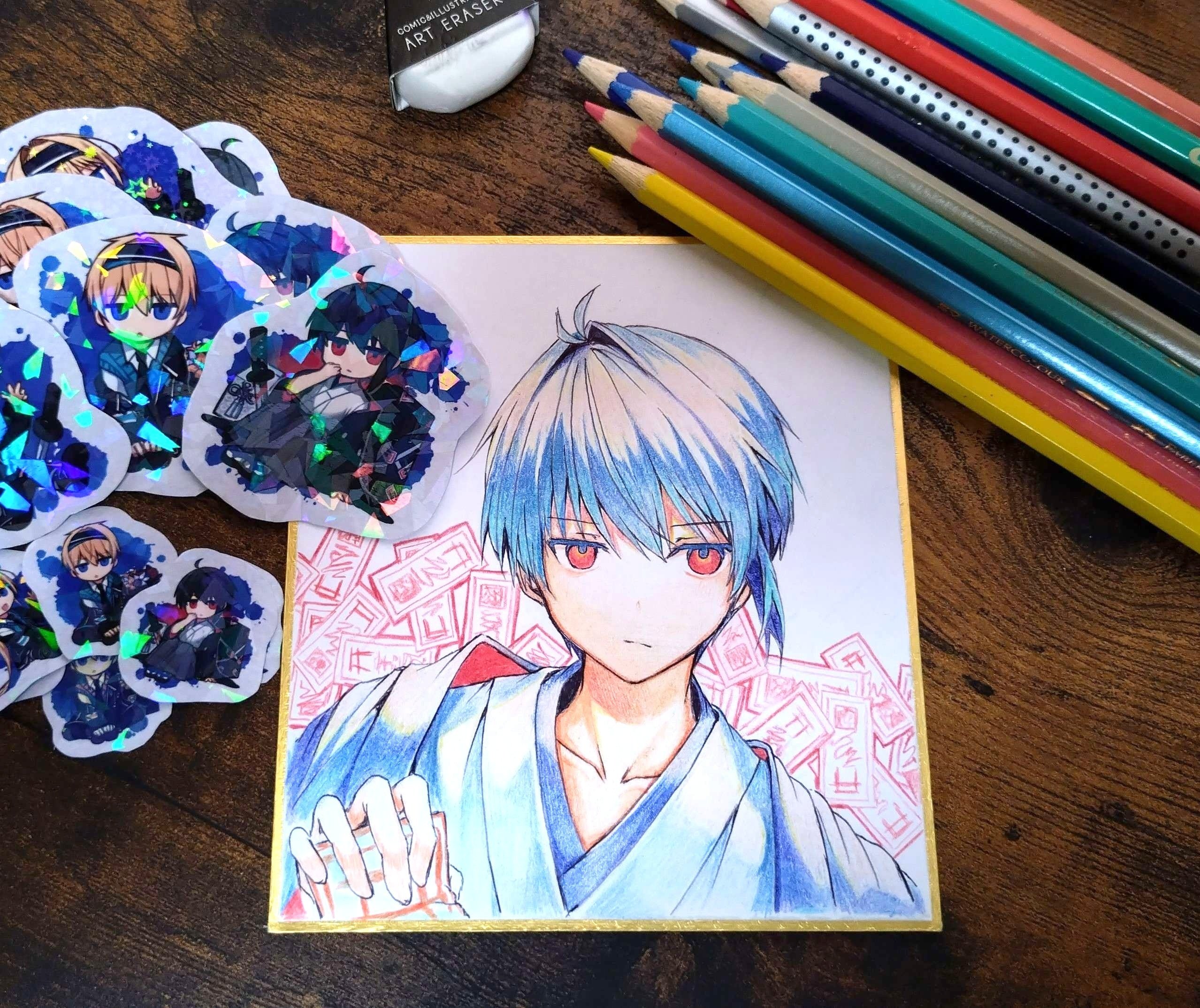 色鉛筆で色紙イラストを描いてみたときの話｜Ji_logg