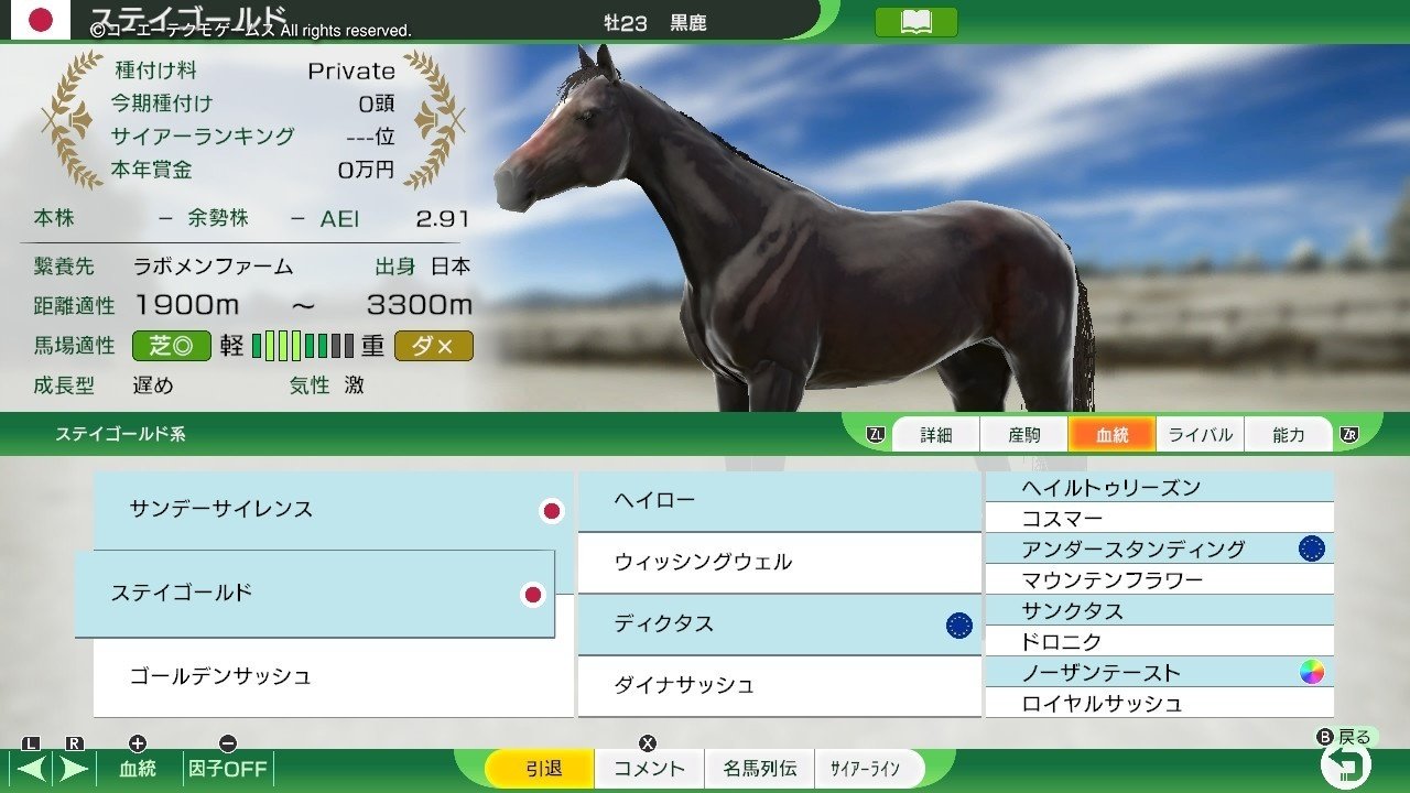 Winning Post 10 ステイゴールド 系統確立｜アリゼオ