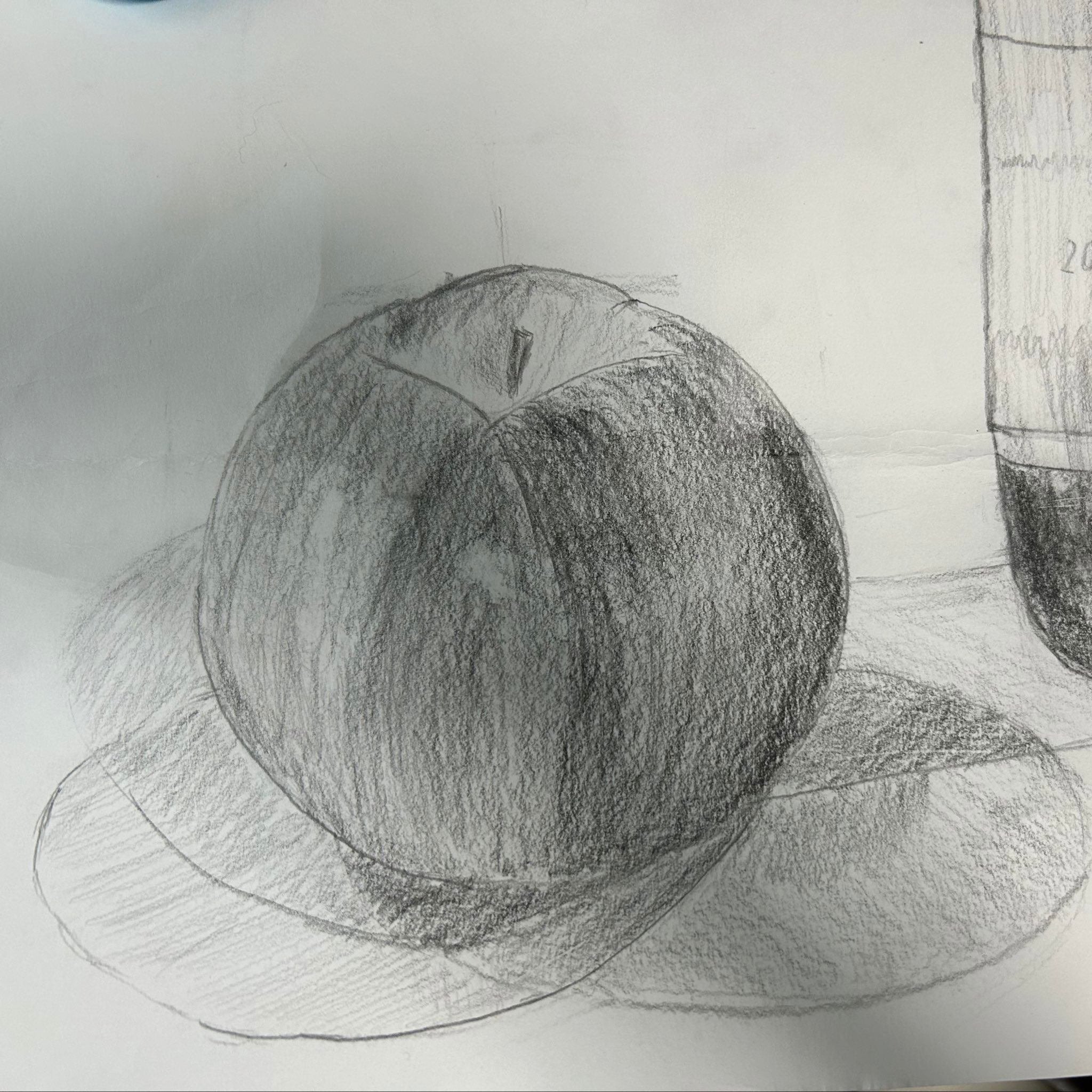 デッサン】教室通算30枚目（30コマ）と初めて描いたリンゴを比較して