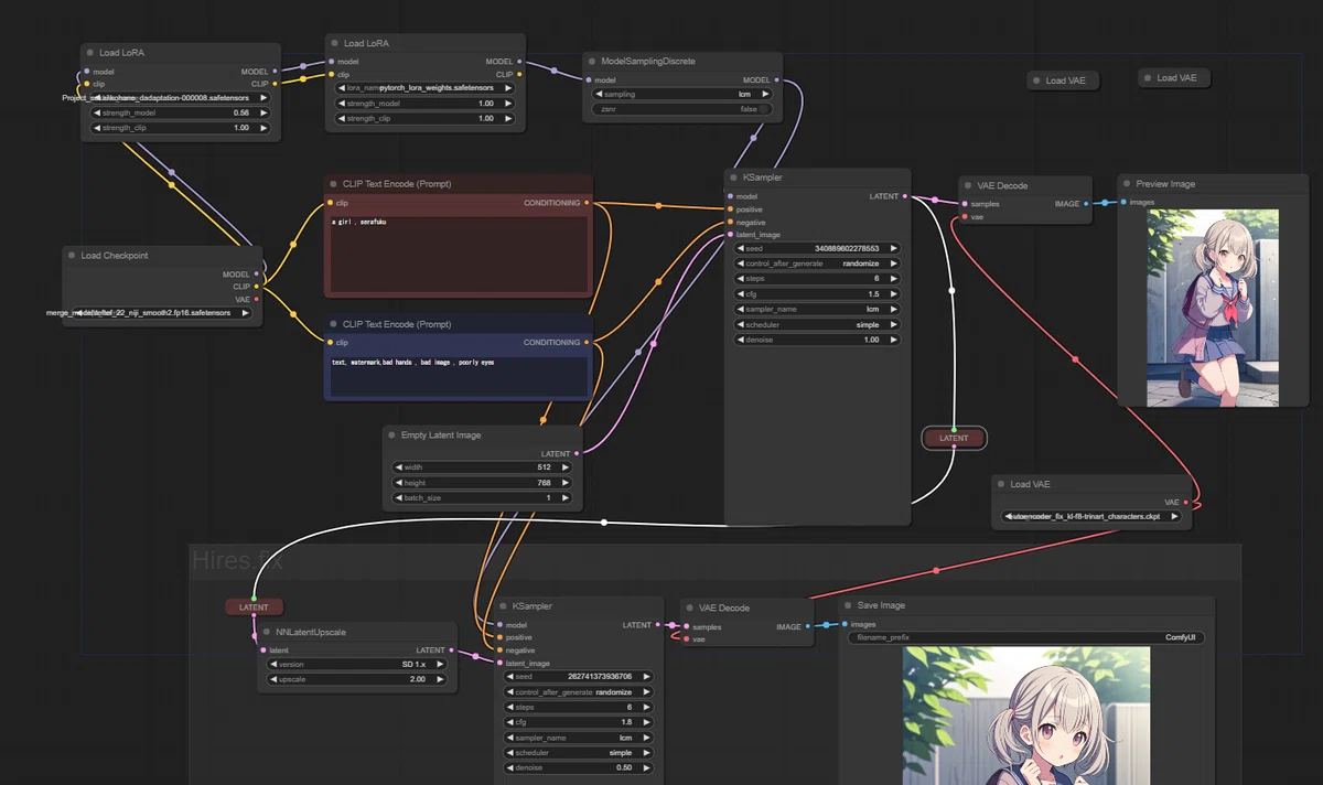 ComfyUI で動かす Latent Consistency Models LoRA (LCM-LoRA)｜teftef