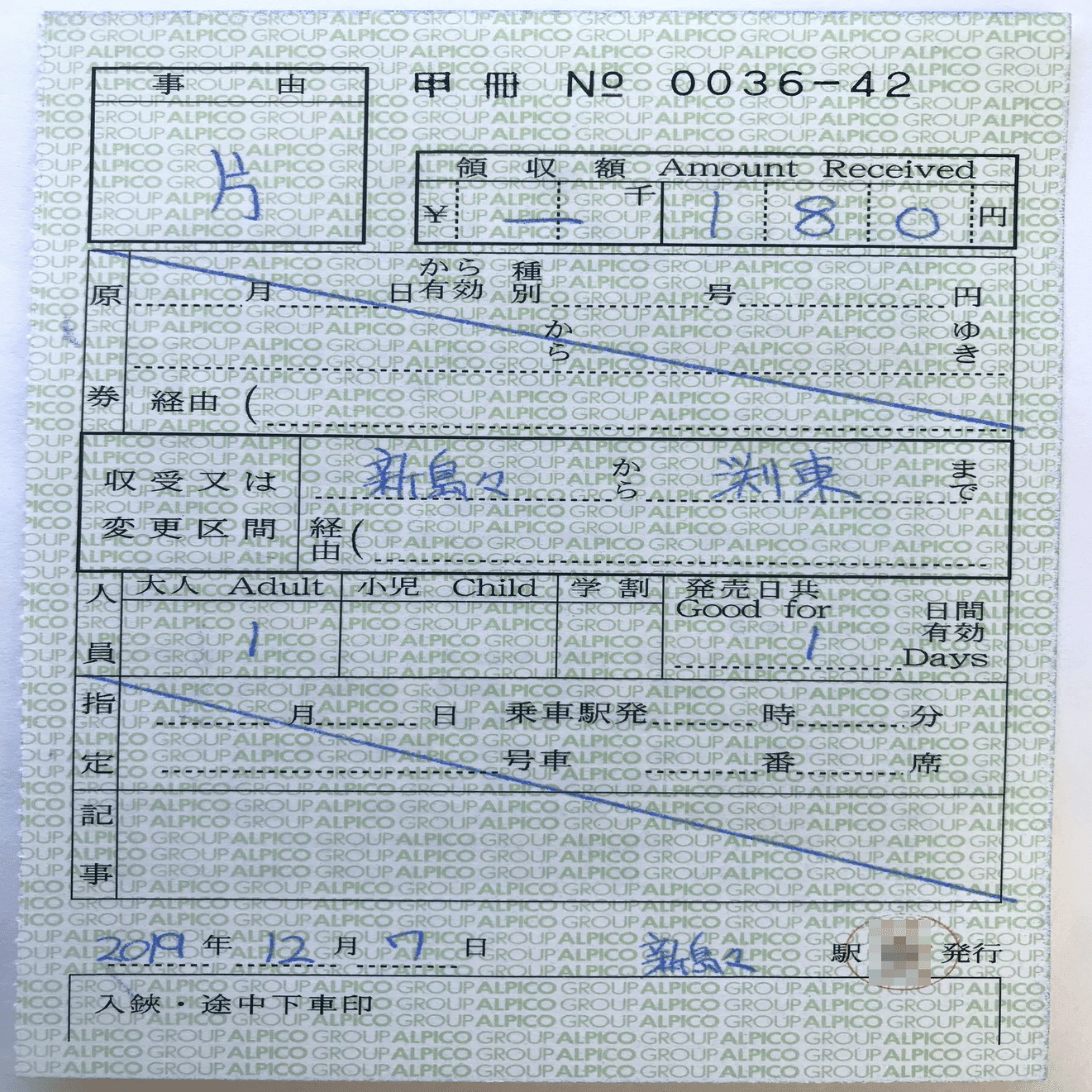 出改札補充券【特別補充券・一般用（駅用）】の様式を分類してみる