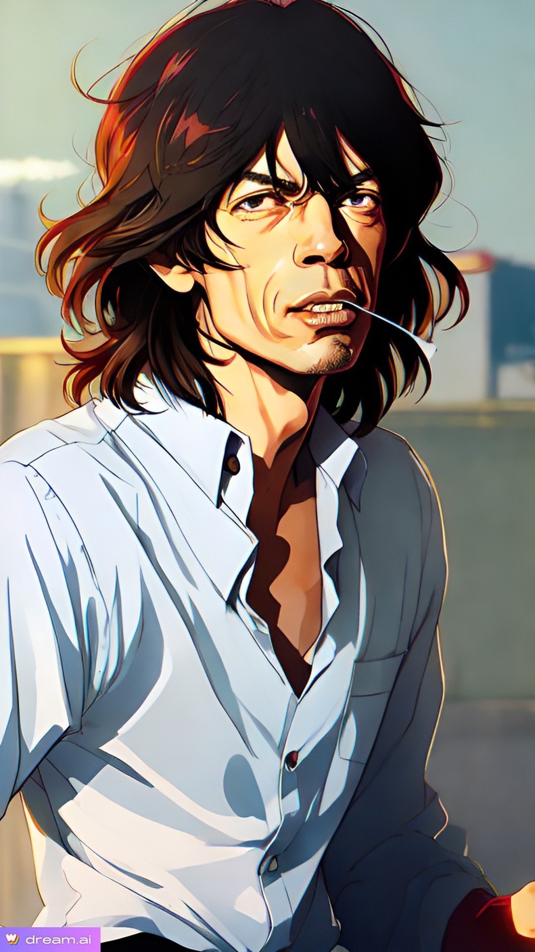 AIによるアニメ風ミック・ジャガー｜浅野公喜 コウキシャウト(Kouki