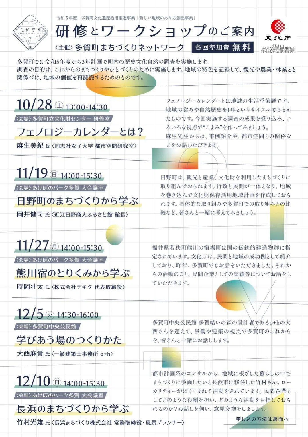 研修会とワークショップのご案内｜多賀町まちづくりネットワーク