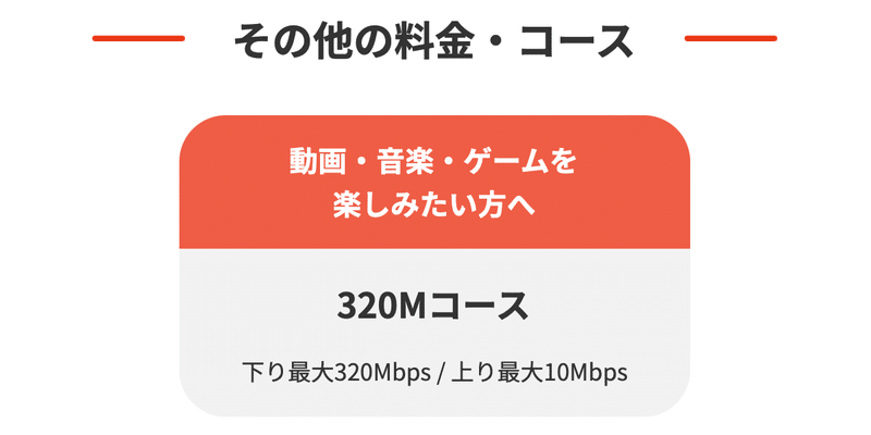 320Mコース 下り最大320Mbps / 上り最大10Mbps