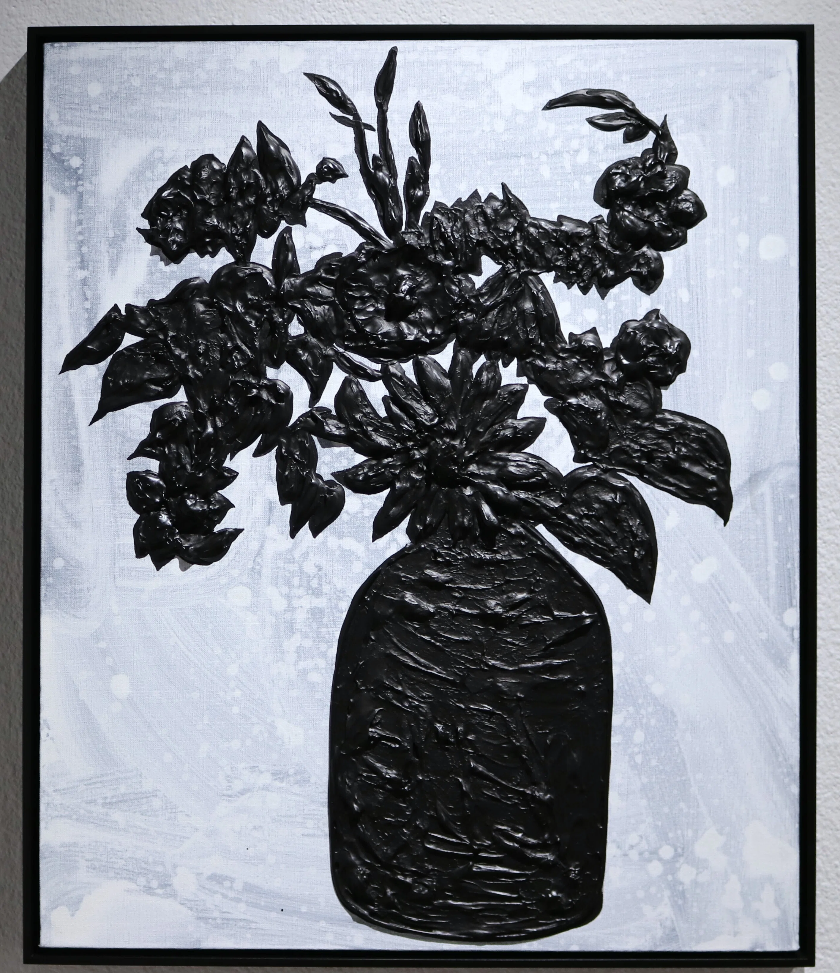 【送料込】丸型原画「増殖」黒系/インテリア絵画 黒塗りから浮かび上がる[色彩] -ヒロ杉山[BLACK MOON]＠銀座 蔦屋書店