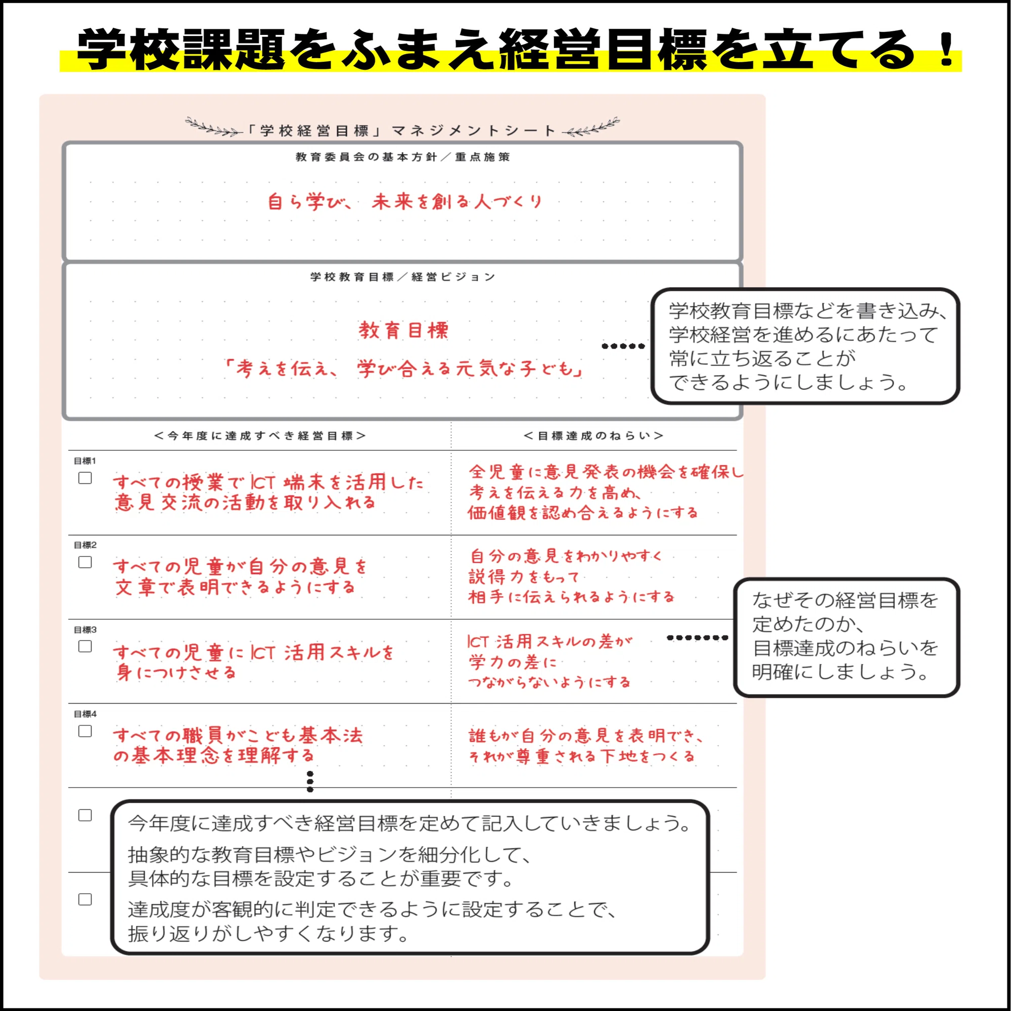 2024スクール・マネジメント・ノート』で学校改善を実現するための7