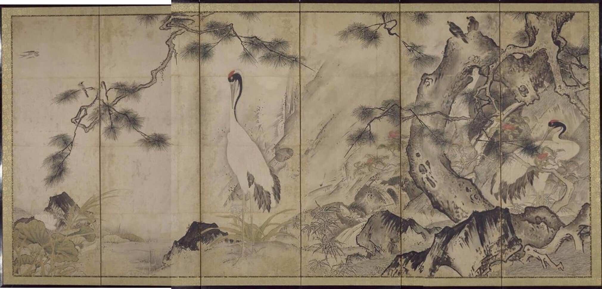 絵画　色彩水墨画　水彩画　真作　栖雪『花鳥図』 絵画 色彩水墨画 水彩画 真作 栖雪『花鳥図』