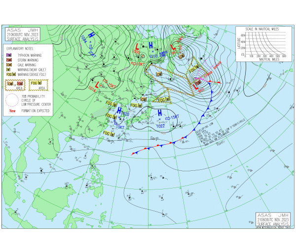 15時の実況天気図