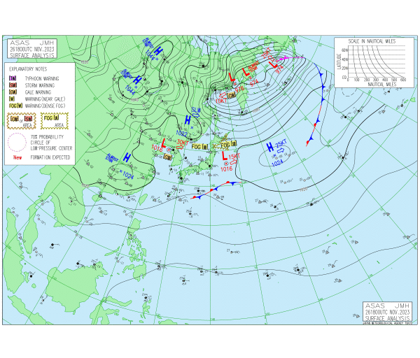 03時の実況天気図