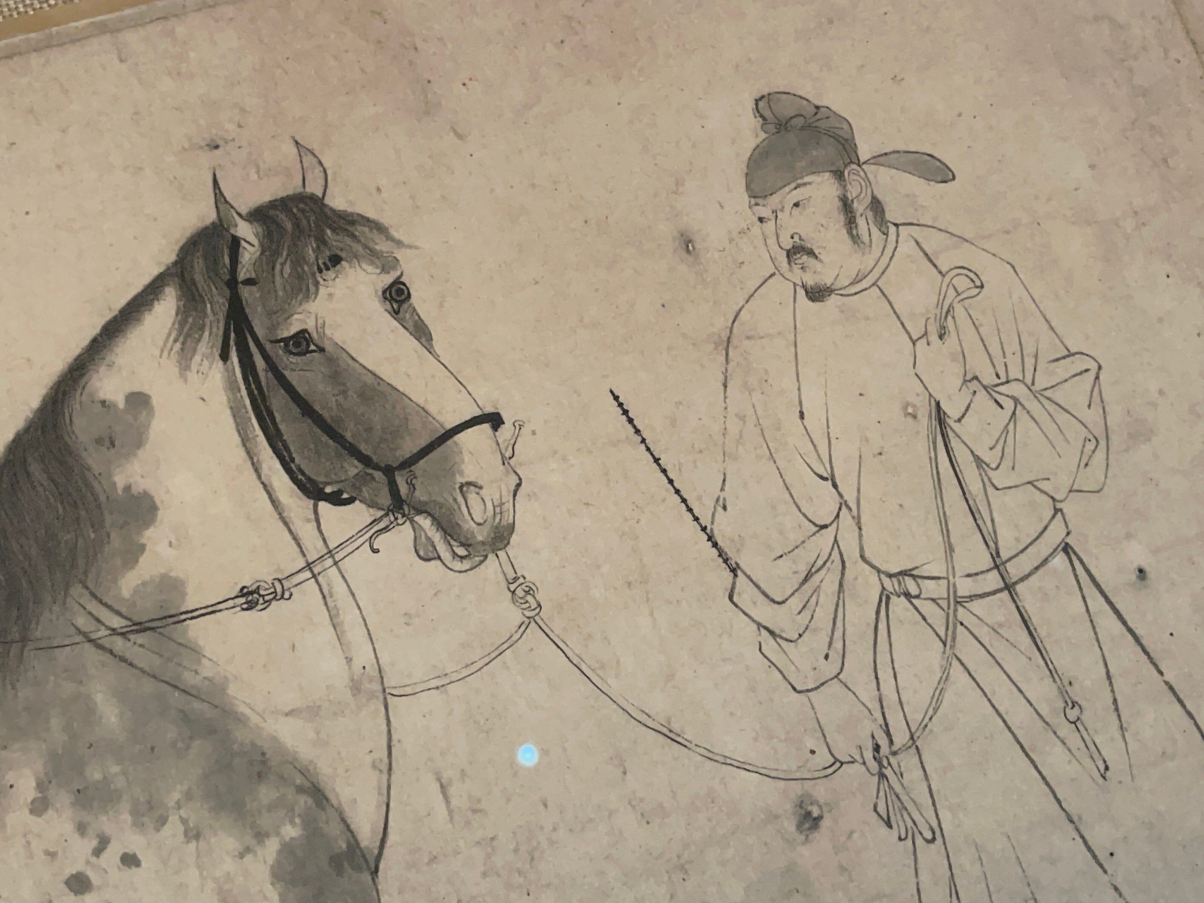 水墨画 馬と女性の絵画 水墨画 馬と女性の絵画