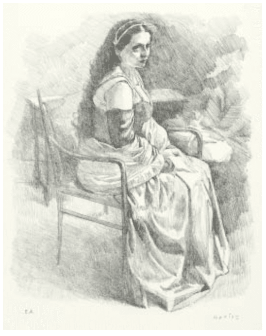 小磯良平 版画 リトグラフ 「田舎風のコスチューム」 1981年