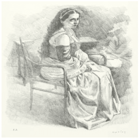 小磯良平 版画 リトグラフ 「田舎風のコスチューム」 1981年 査定 買取