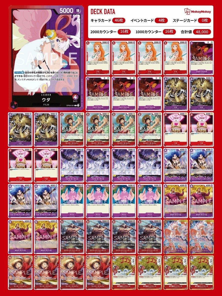 当店の記念日 ワンピースカードゲーム OP6環境 「赤紫ウタ」デッキ紹介｜LOOK HAND ワンピース カードゲーム