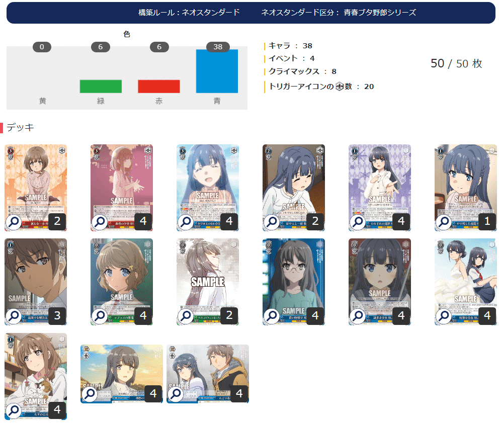 宝扉青ブタ デッキ お見舞い双葉理央1枚付属 セット ヴァイス