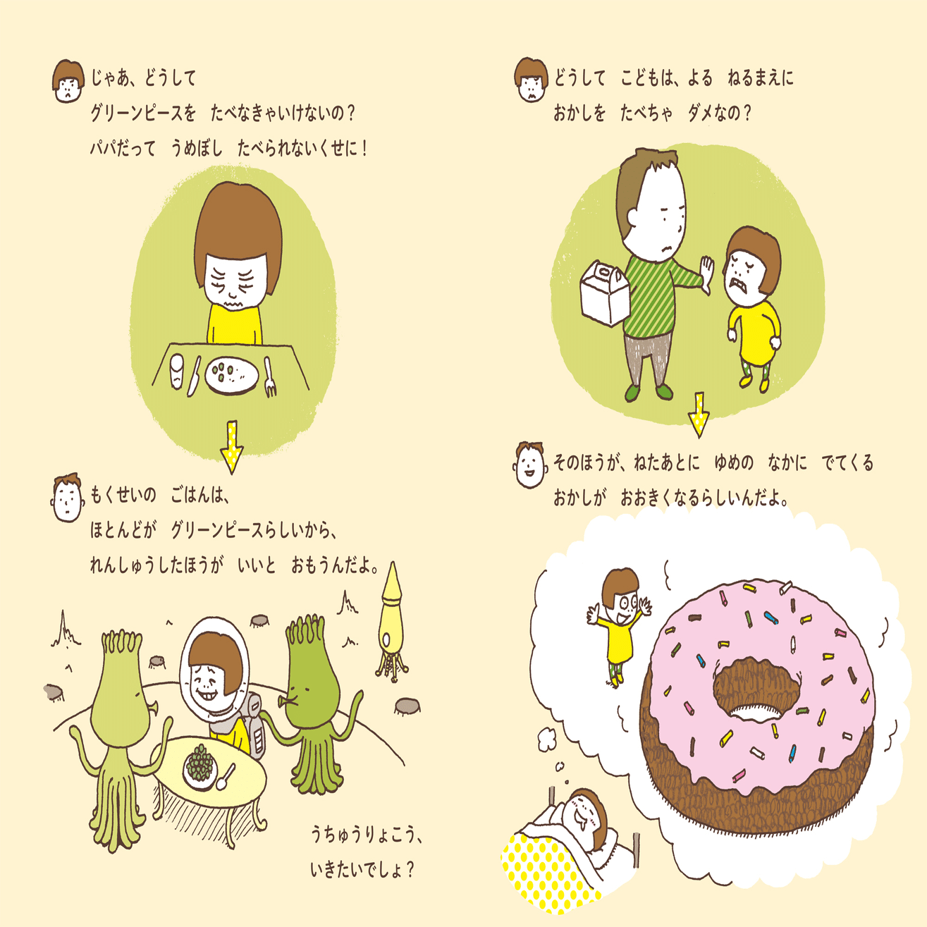 ヨシタケシンスケ（1973.6.17- ）『ふまんがあります』装丁・彩色