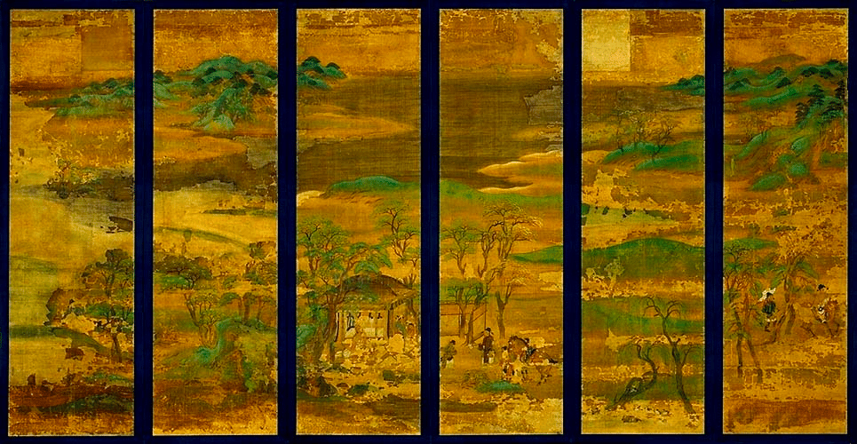 30号 黄金 屏風 山水 30号 黄金 屏風 山水