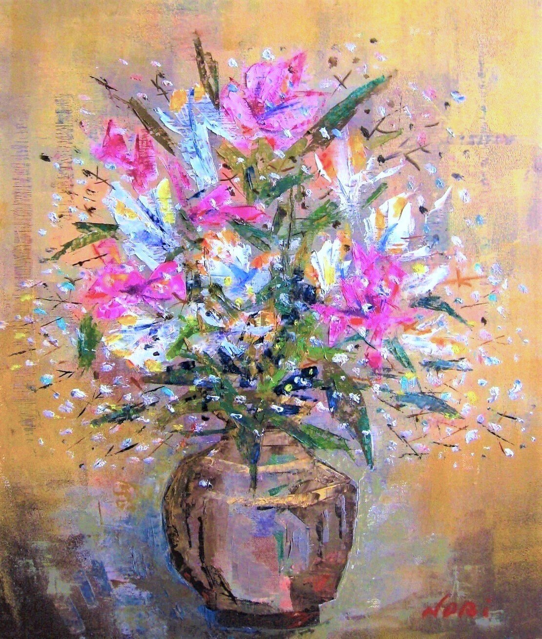 油絵 油彩 油彩画 絵 絵画 【青いかすみ草】 【公式通販】