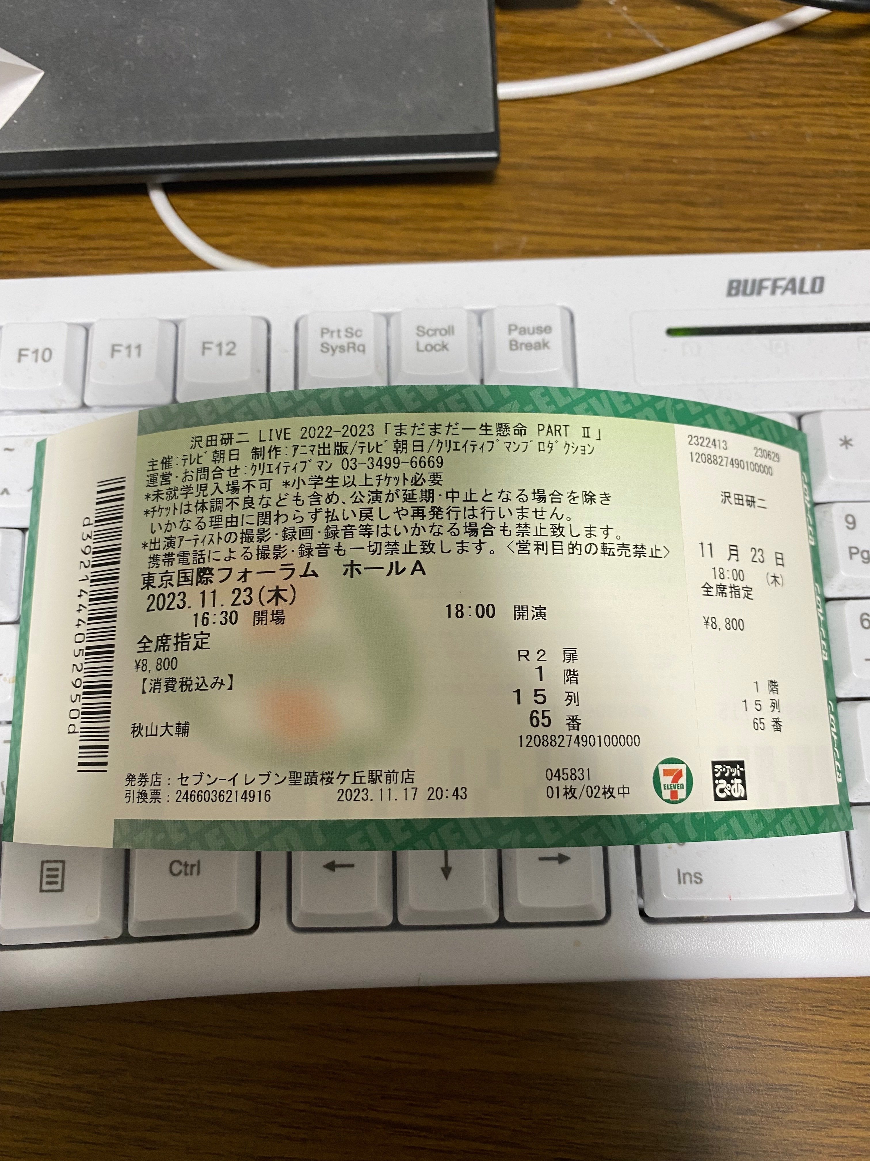 11月23日 沢田研二 『まだまだ一生懸命 PARTⅡ』ツアー