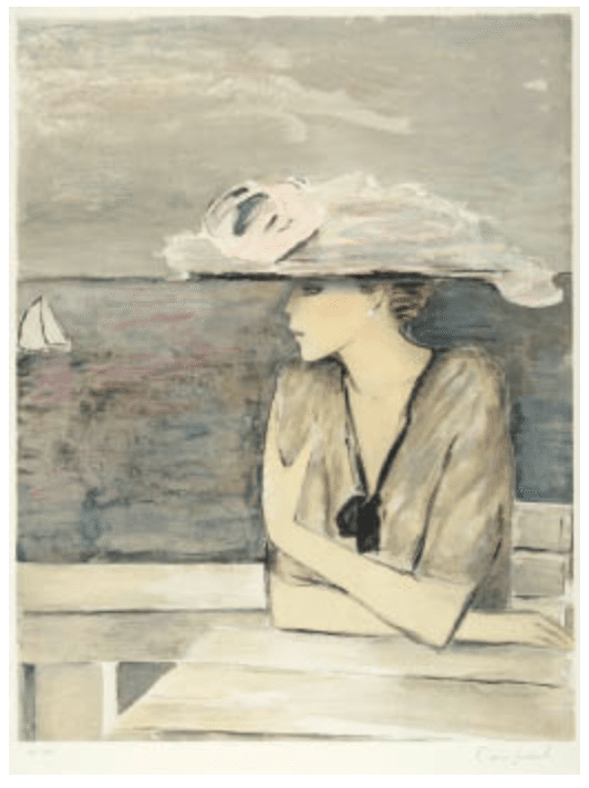 カシニョール　7月　絵画　リトグラフ カシニョール – バルコニー（リトグラフ 画面 67.9×49.4cm