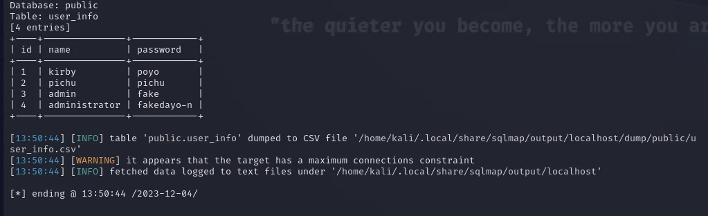 Kali LinuxでSQL Injectionを体験する｜ぴちゅ