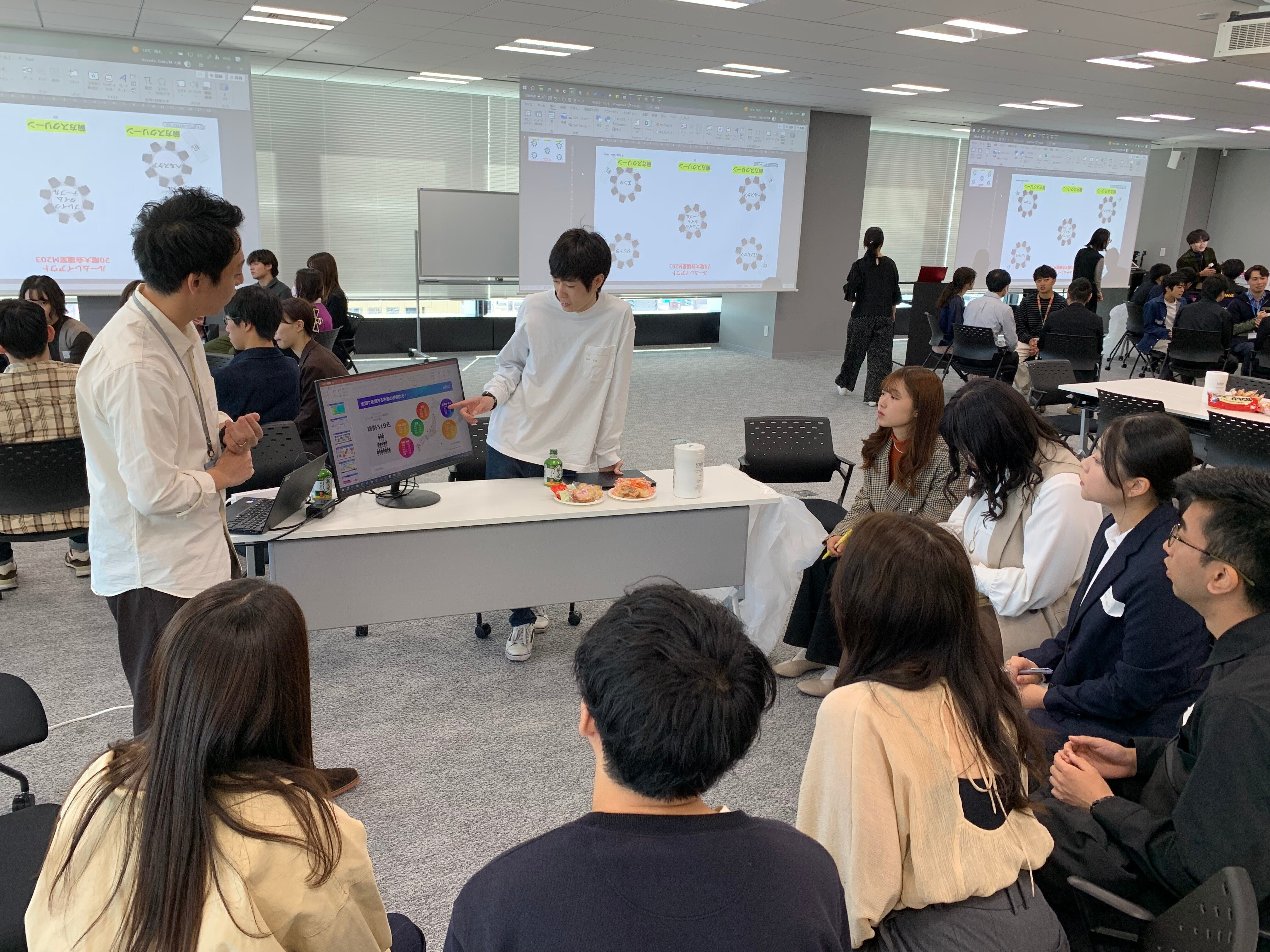 富士通Japan内定者を先輩社員交流会、富士通フロンティアーズ試合観戦