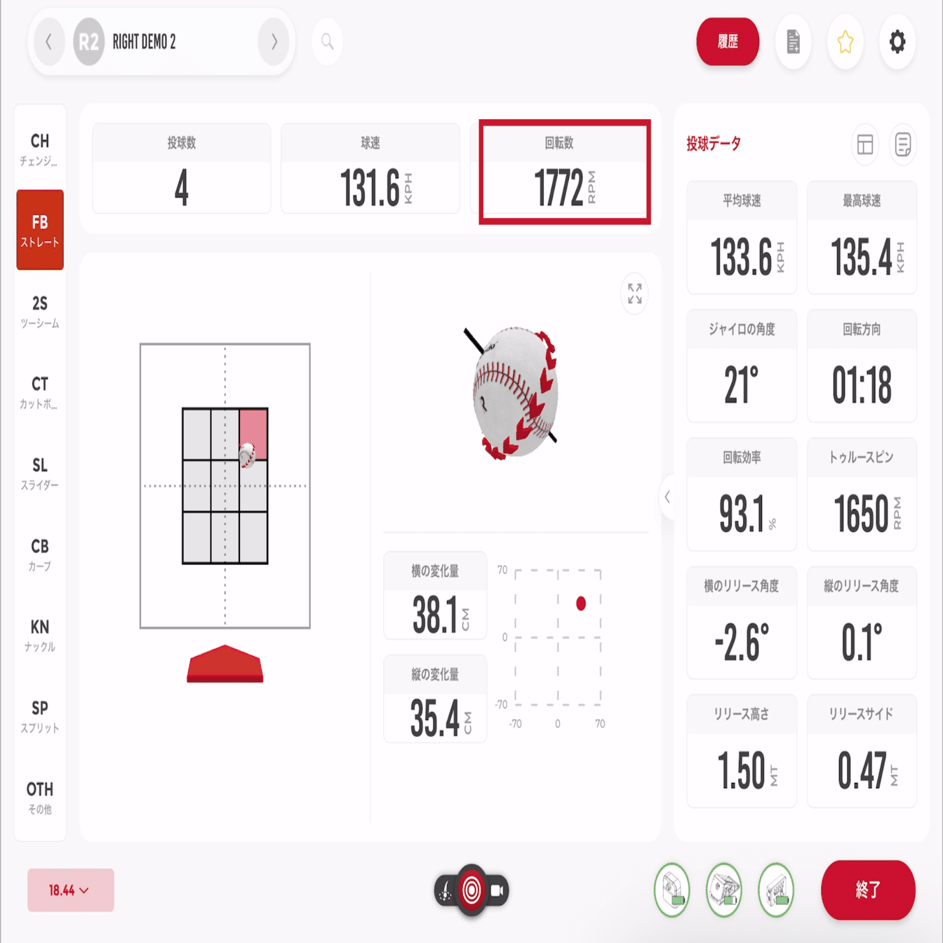Rapsodo Pitching2.0 ラプソードピッチング2.0 動作保証（PRO