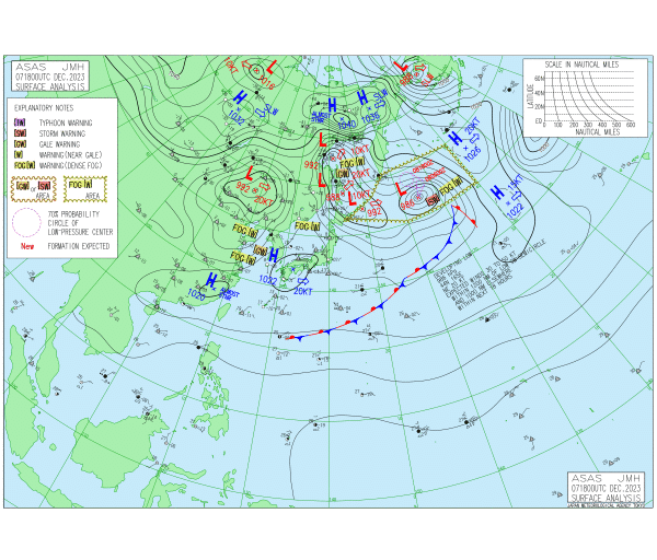 03時の実況天気図