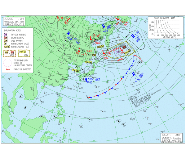 15時の実況天気図