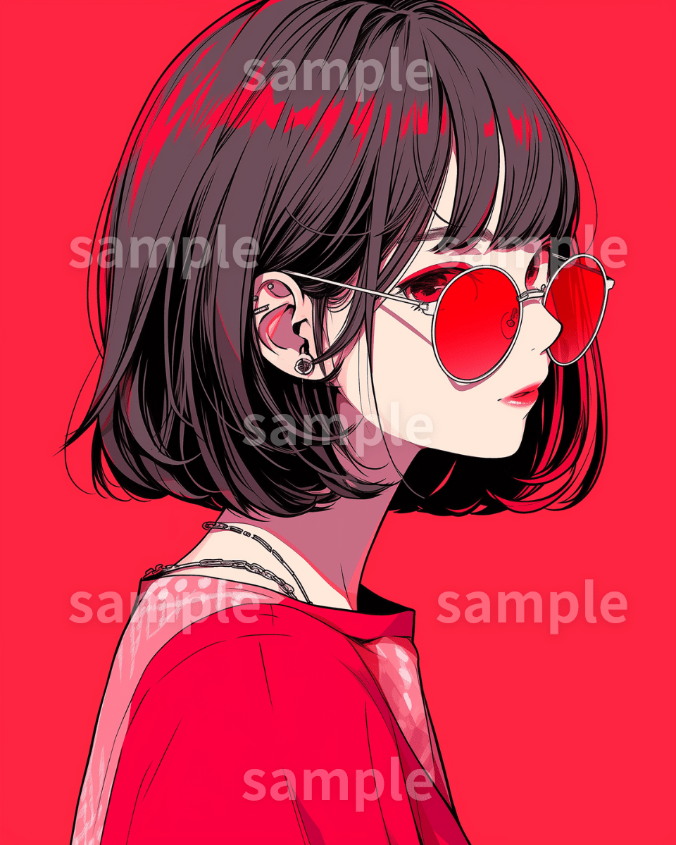 1点限定】サングラスJKのアイコン画像・REDカラー【GenerativeAI