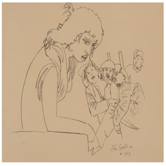 ジャン・コクトー】 版画 / リトグラフ 「三本の指で顔を隠す聖母
