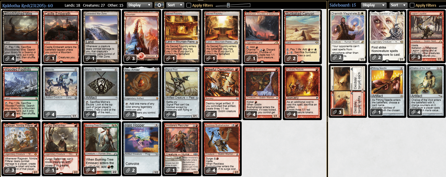 Mtg モダン カルドーサレッド アップデートメモ LCI編 他｜butatama