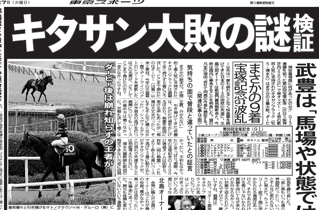 アニメ「ウマ娘」で描かれたキタサンブラック〝謎の大敗〟を「東スポ