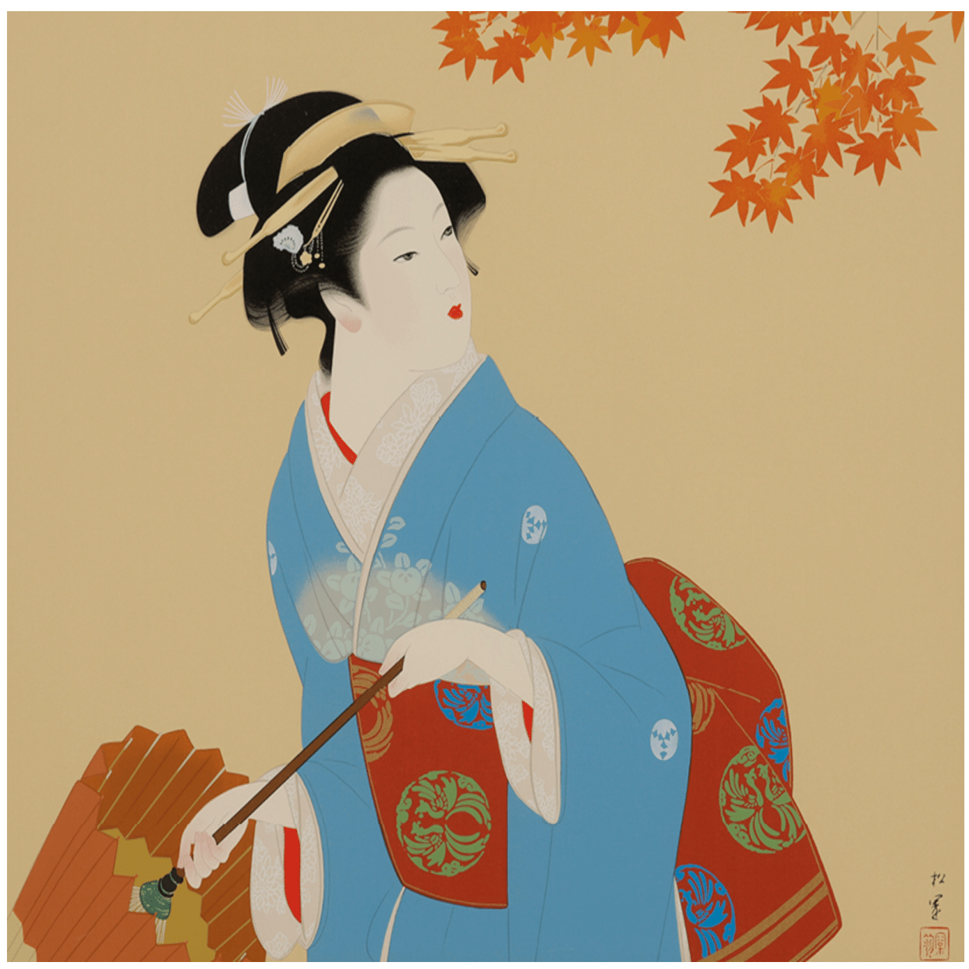 上村松園】 版画 / シルクスクリーン 「しぐれ」 査定 買取 致します