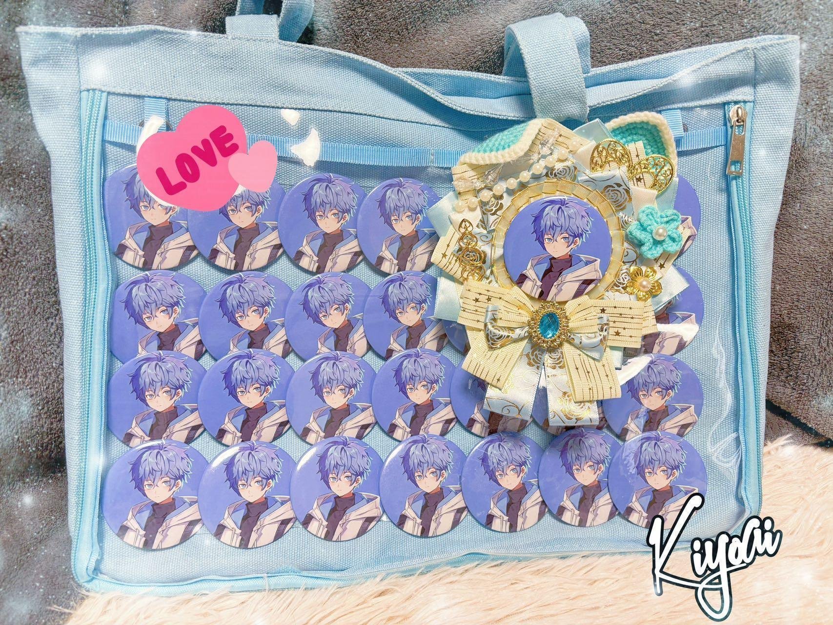 ♡専用 痛ロゼット ネコミミロゼット 青 ロイヤルブルー 痛バ 缶バッジ