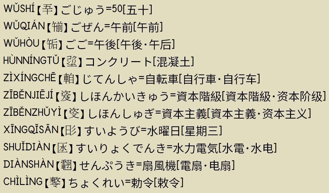ユニコード未登録の漢字で中国語で2音節以上読まれると推測され