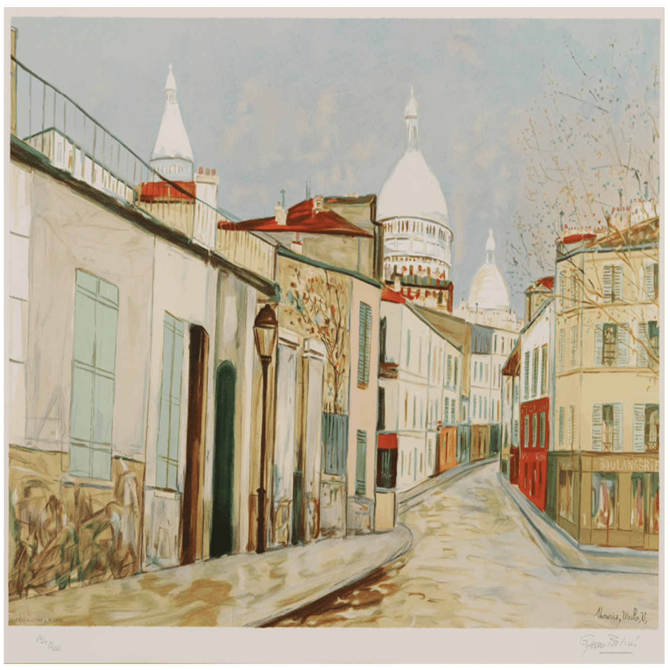 ユトリロ】 版画 / リトグラフ「ノルヴァン通り」 査定 買取 致します