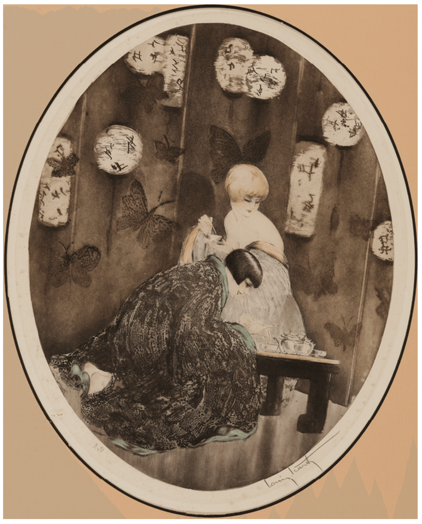 ルイ・イカール】 銅版画 / エッチング・アクアチント「裾飾り」 1940 ルイ・イカール】 銅版画 / エッチング・アクアチント「裾飾り」 1940