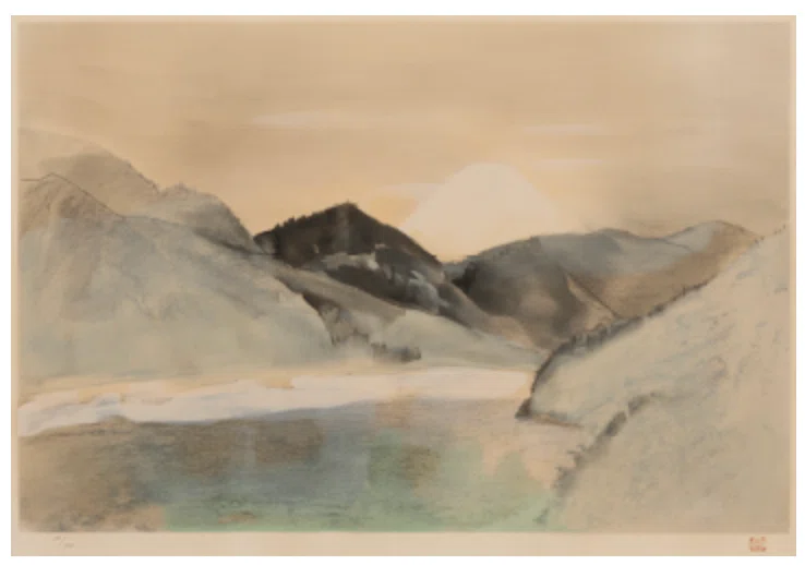 奥村土牛】 版画 / リトグラフ 「富士(芦ノ湖より眺たる)」 査定 買取 奥村土牛】 版画 / リトグラフ 「富士(芦ノ湖より眺たる)」 査定 買取
