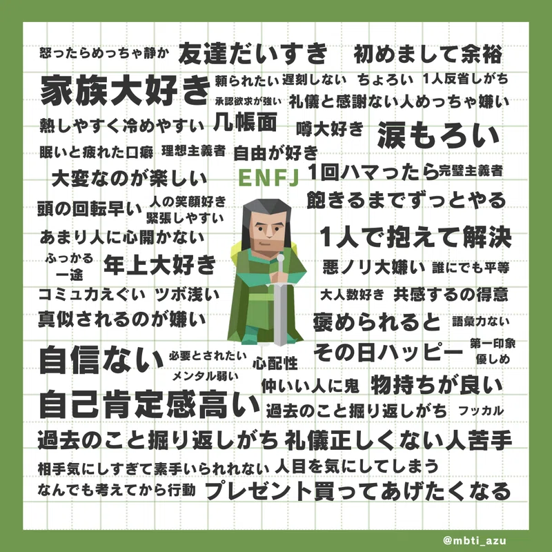 ENFJ(主人公)ってどんな性格?あるある・恋愛観・相性も徹底解説!|あず:共感できるMBTI解説